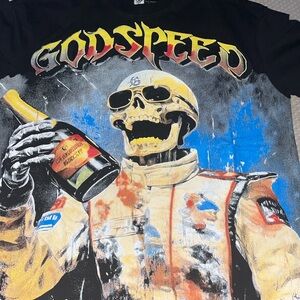 Godspeed Black Short Sleeve Graphic Skull Racing Tee